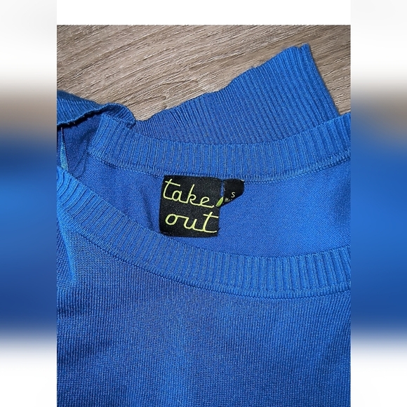 Women's Take Out Blue Kimono 3/4 Sleeve Knit Top Size Small NWOT - Picture 5 of 5